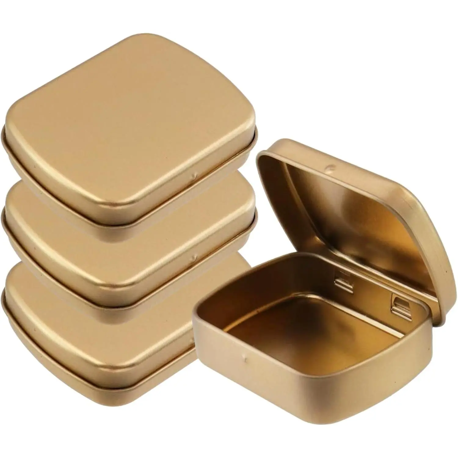 4 count Rose  Empty Hinged Tin Box Metal Tins Storage Box | with Hinge , Small Rectangle Tins, Mini Storage Case, Portable Containers Organizers, for , Bead, Pen Nib