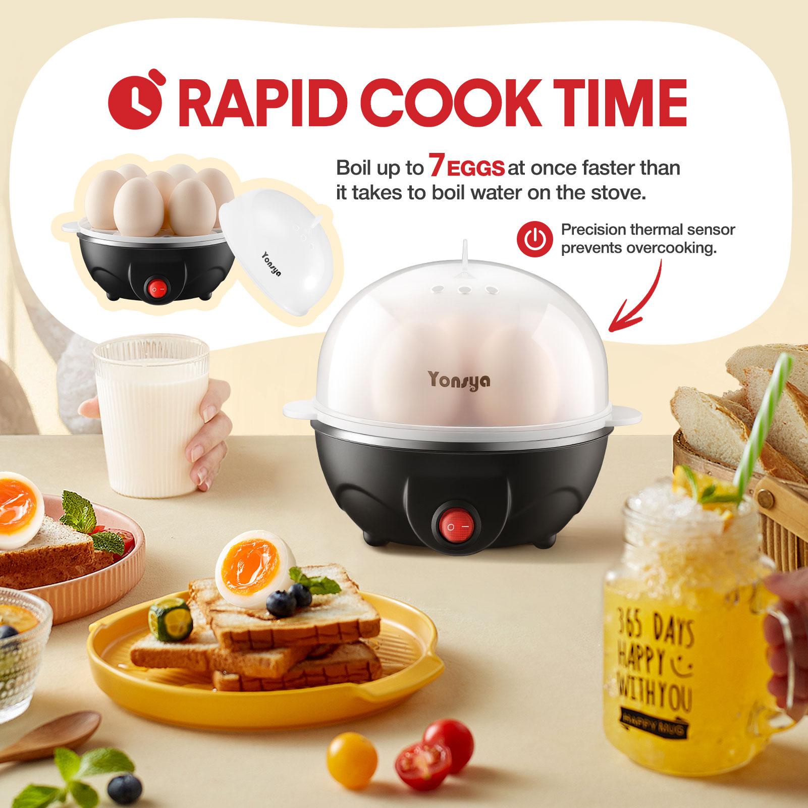 Yonsya Easy Egg Cooker Electric 7-Egg Capacity Auto Shut-Off Egg Cooker with Measuring Cup & Egg Piercer BPA Free Food Steamer Kitchen Appliances - Ice Cube Maker Yonsya Easy Egg Cooker Electric 7-Egg Capacity Auto Shut-Off Egg Cooker with Measuring Cup & Egg Piercer BPA Free Food Steamer Kitchen Appliances - Ice Cube Maker