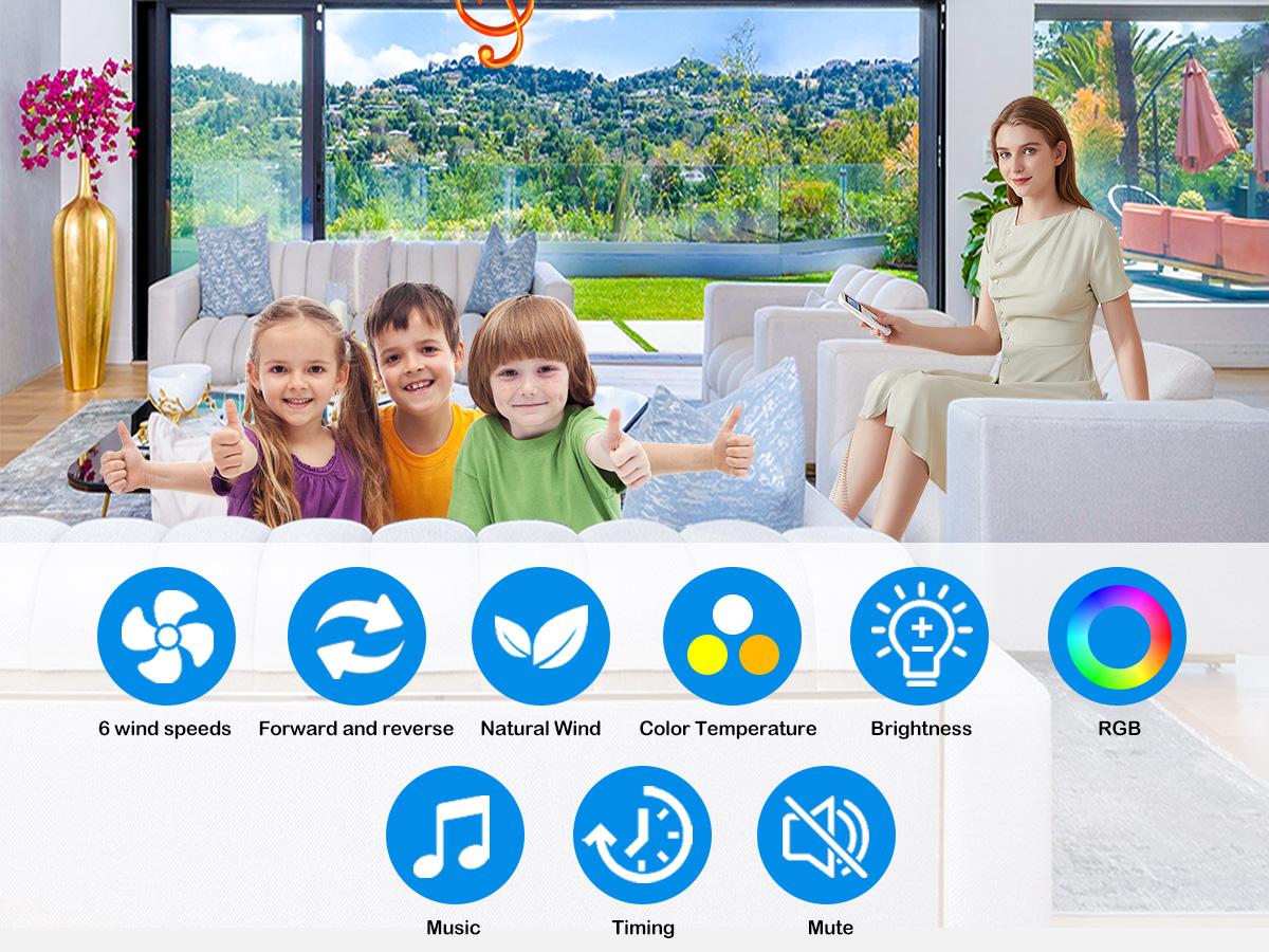 BAYSQUIRREL 52" Ceiling Fan with Lights, RGB Bluetooth Speaker, 6-Speed Reversible Motor, Full-Spectrum Lighting, Edge Ambient Lights, Smart Lighting Solutions,Feb Faves,Valentine's Day BAYSQUIRREL 52" Ceiling Fan with Lights, RGB Bluetooth Speaker, 6-Speed Reversible Motor, Full-Spectrum Lighting, Edge Ambient Lights, Smart Lighting Solutions,Feb Faves,Valentine's Day