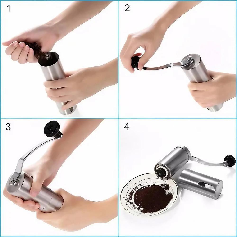 Professional Portable manual Coffee Grinder Adjustable Ceramic Burr Stainless Steel Body Non-Slip Hand Crank Precision Coffee Mill for Home Commercial Use