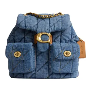 COACH Tabby 22 Drawstring Toggle Closure Fabric Backpack, Small Women's Style, Indigo