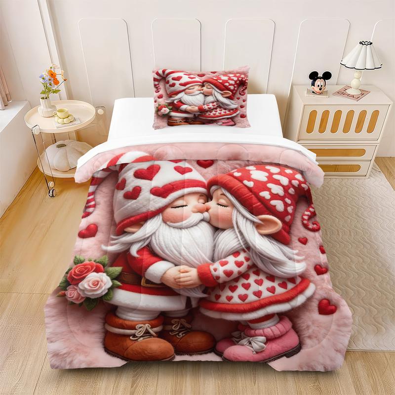 2/3 Pcs Couples Romantic Sweetheart Style Comforter Set, High Definition Unique Digitally Printed Bedding Set, Ideal for Couples Theme Room Decor, Soft and Comfortable for Year Round Use, Pillowcase No Filler