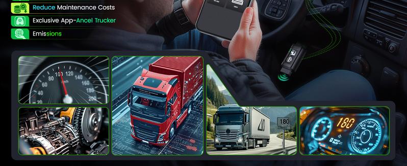 ANCEL HD200 Bluetooth Heavy Duty Truck Scanner, Speed Limit Reset Tool for Cummins & Caterpillar Engines Diesel Diagnostic Tool, All System 2 In 1 HDOBD & OBD2 Truck & Car Code Reader, Lifetime Free Updates, Auto Automotive Vehicle Repair  Tool