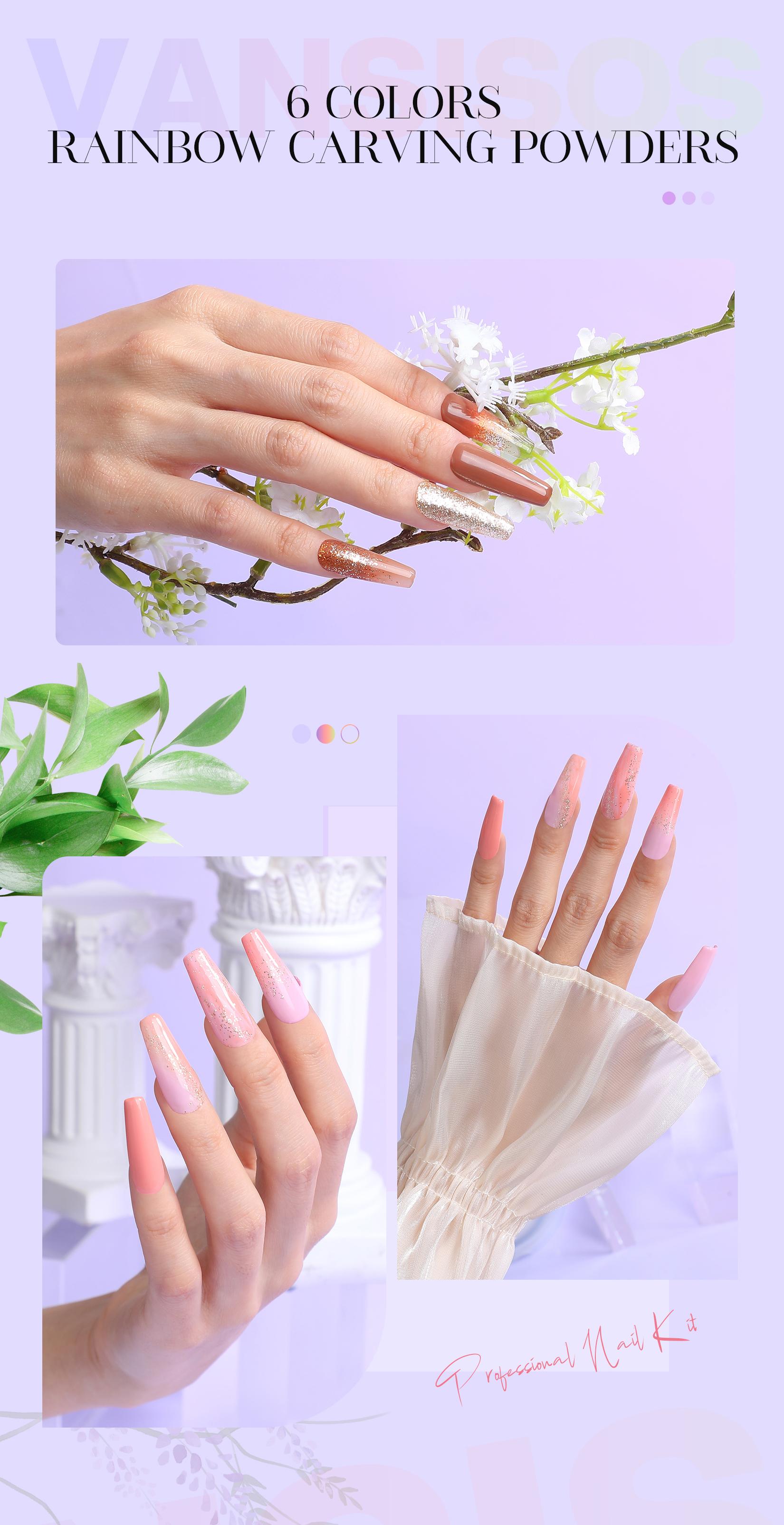 VANSISOS Professional Acrylic Nail Kit for Beginners | Acrylic Nail Charms & Complete Full Nail Supplies