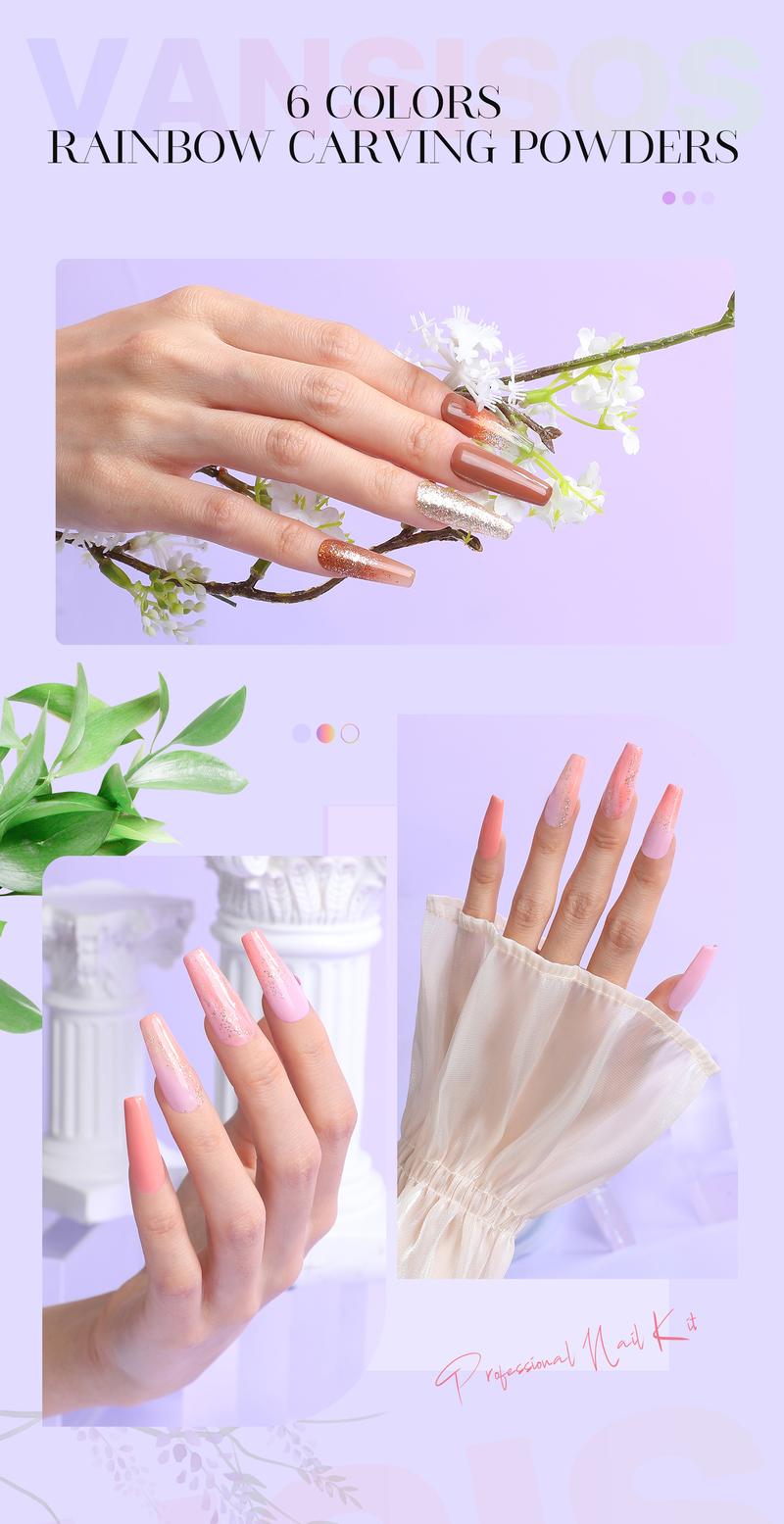 VANSISOS Acrylic Nail Kit ( with UV Lamp) Professional Acrylic Nail Charms for Beginners Acrylic Nail Set Full Acrylic Nail Supplies