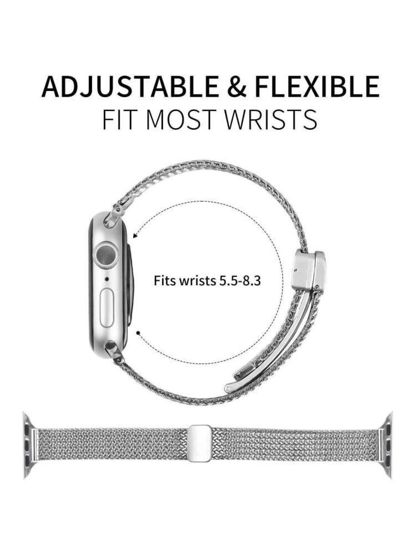 New strap compatible with Apple 1st to 11th generations, herringbone pattern magnetic folding clasp strap for Apple Watch Ultra