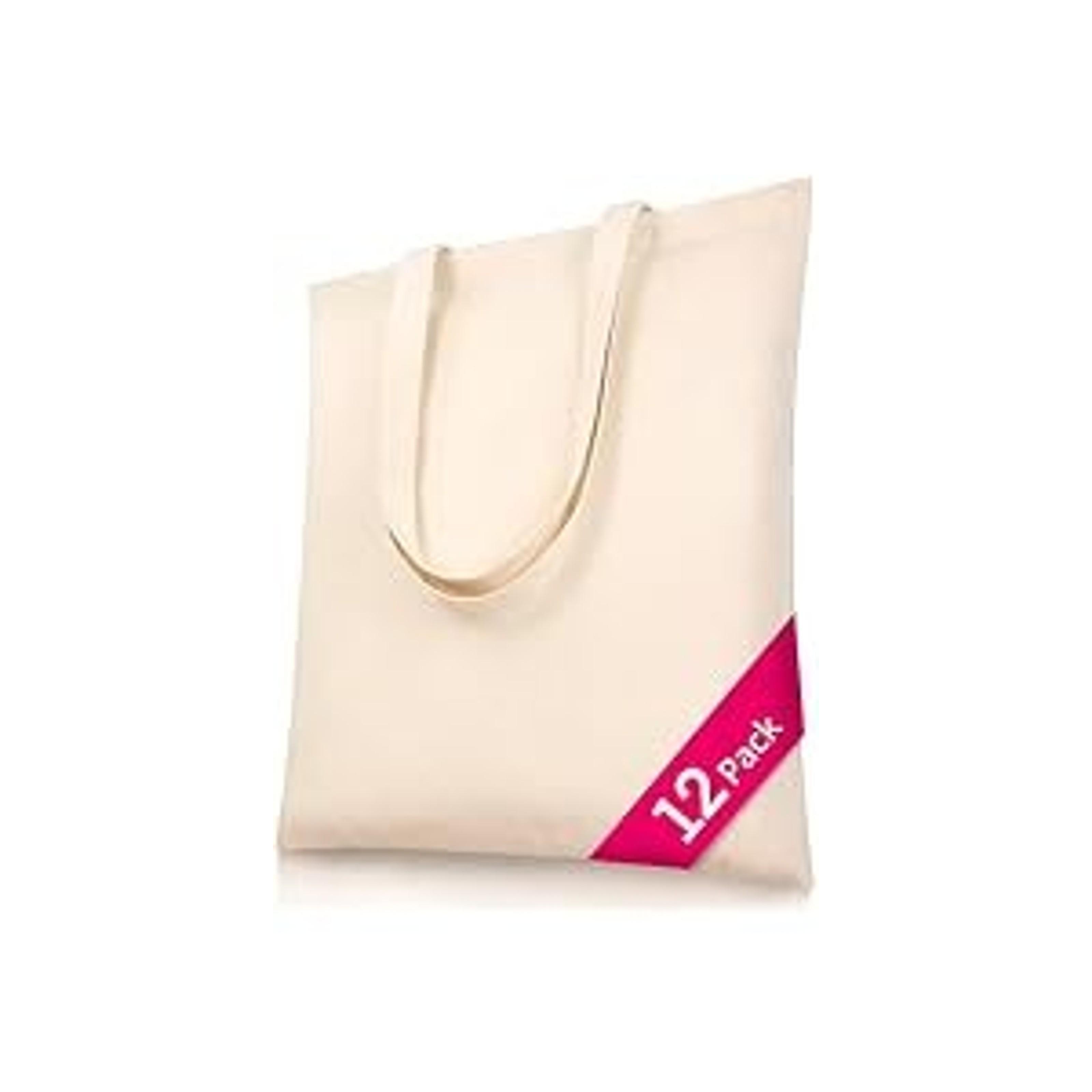 Canvas Tote Bags, 15 x 16 in – 100% Cotton Blank Reusable Grocery & Craft Tote Bag with Long Handles
