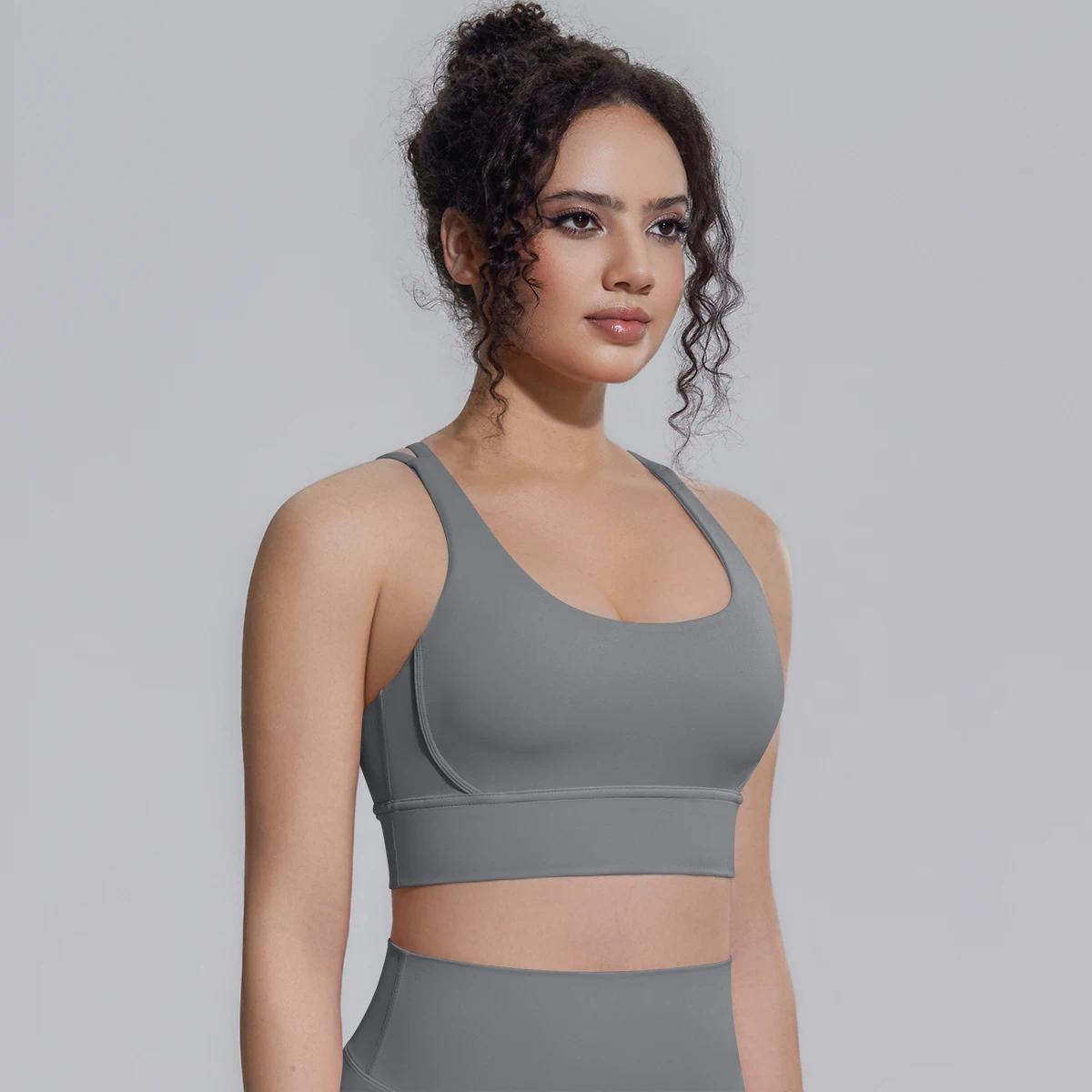 Summer Cross Straps Woman Yoga Bra Shock-absorbing Running Yoga Tank Top with Chest Pad Sexy Beautiful Back Gym Yoga Brassiere