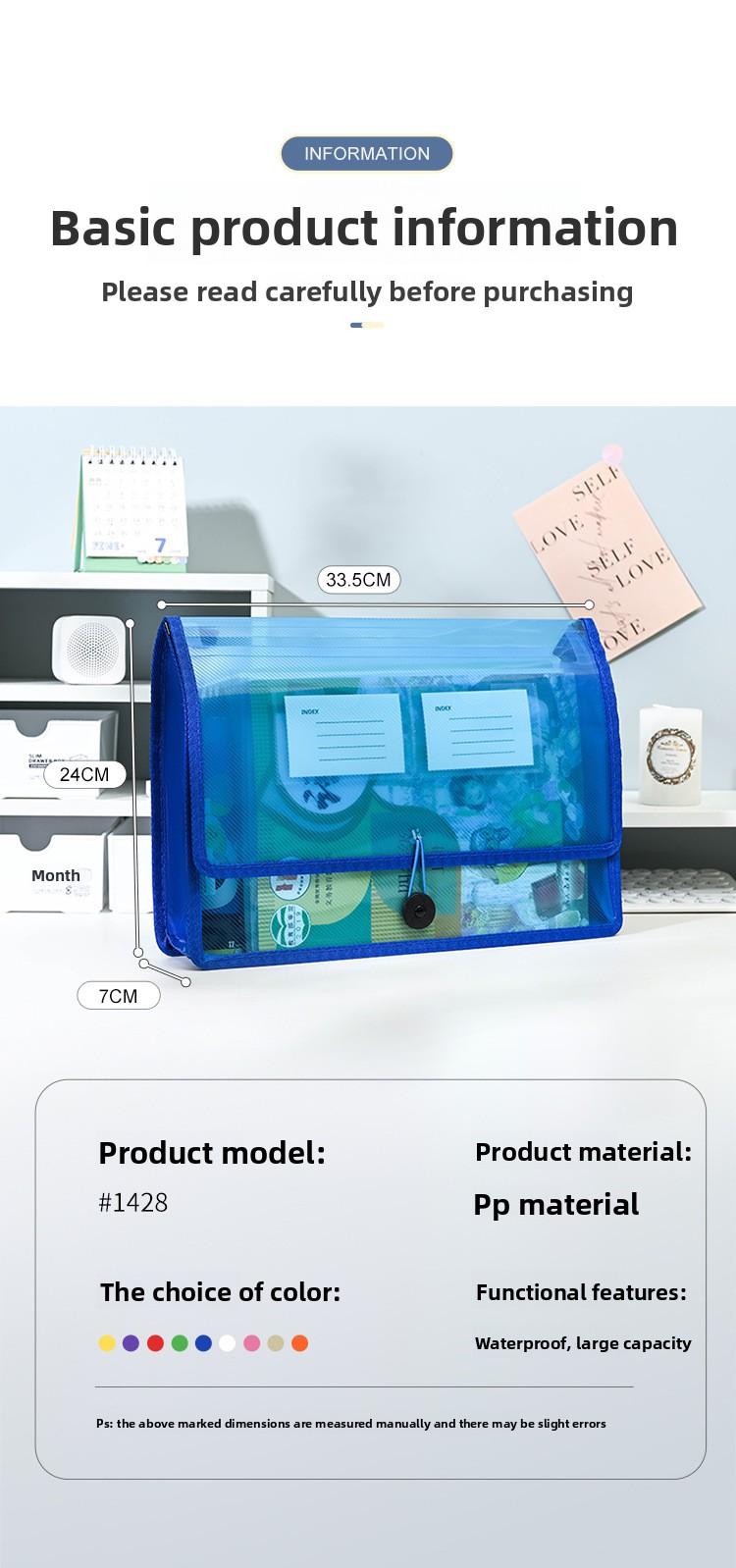 A4 Transparent Document Bag with 3D Edges Waterproof Single Layer Large Capacity for Students Exam Papers Office File Storage