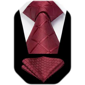 Plaid Checkered Tie Handkerchief Woven Classic Formal Men's Necktie & Pocket Square Set