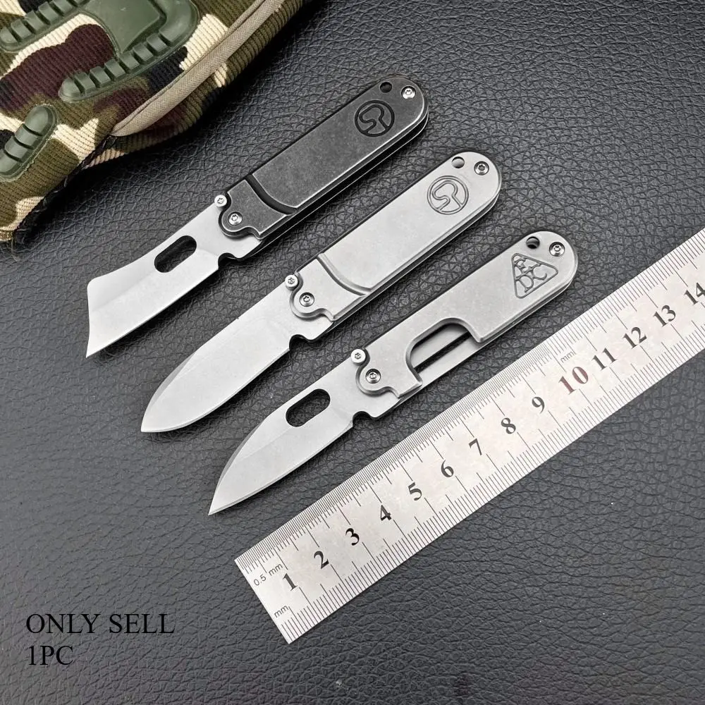 Outdoor Mini Folding Knife 5Cr13Mov Blade 420 Steel Handle Stainless Steel Self Defense Portable Pocket Knife Necklace Key Knife EDC Camping Tools Outdoor Survival Gear Portable Multipurpose Knives
