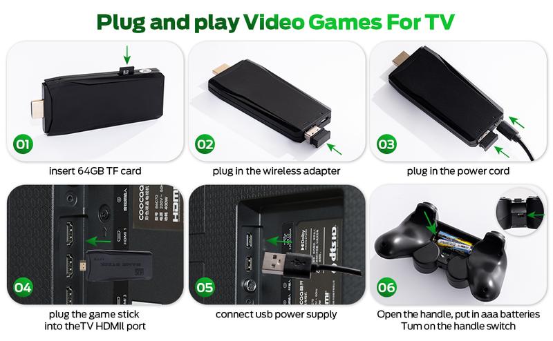 Wireless Retro Game Console M8 Video Game Stick 4K HDMI Output Plug and Play Nostalgic Game Box Built-in  1/5/0/0/0 Games