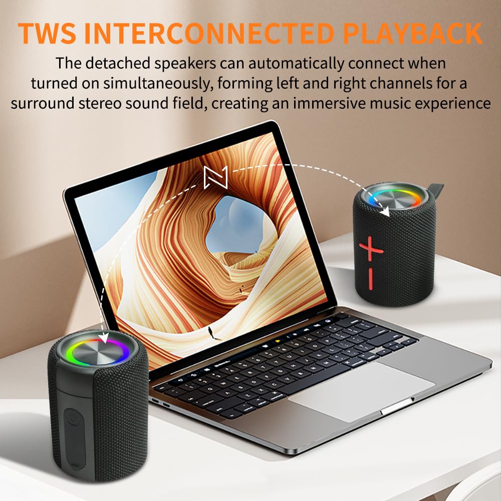 2-In-1 Magnetic Wireless Speaker, High-Fidelity Sound, Ipx6 Waterproof, 24-Hour Battery Life, Perfect for Outdoor Use & Travel