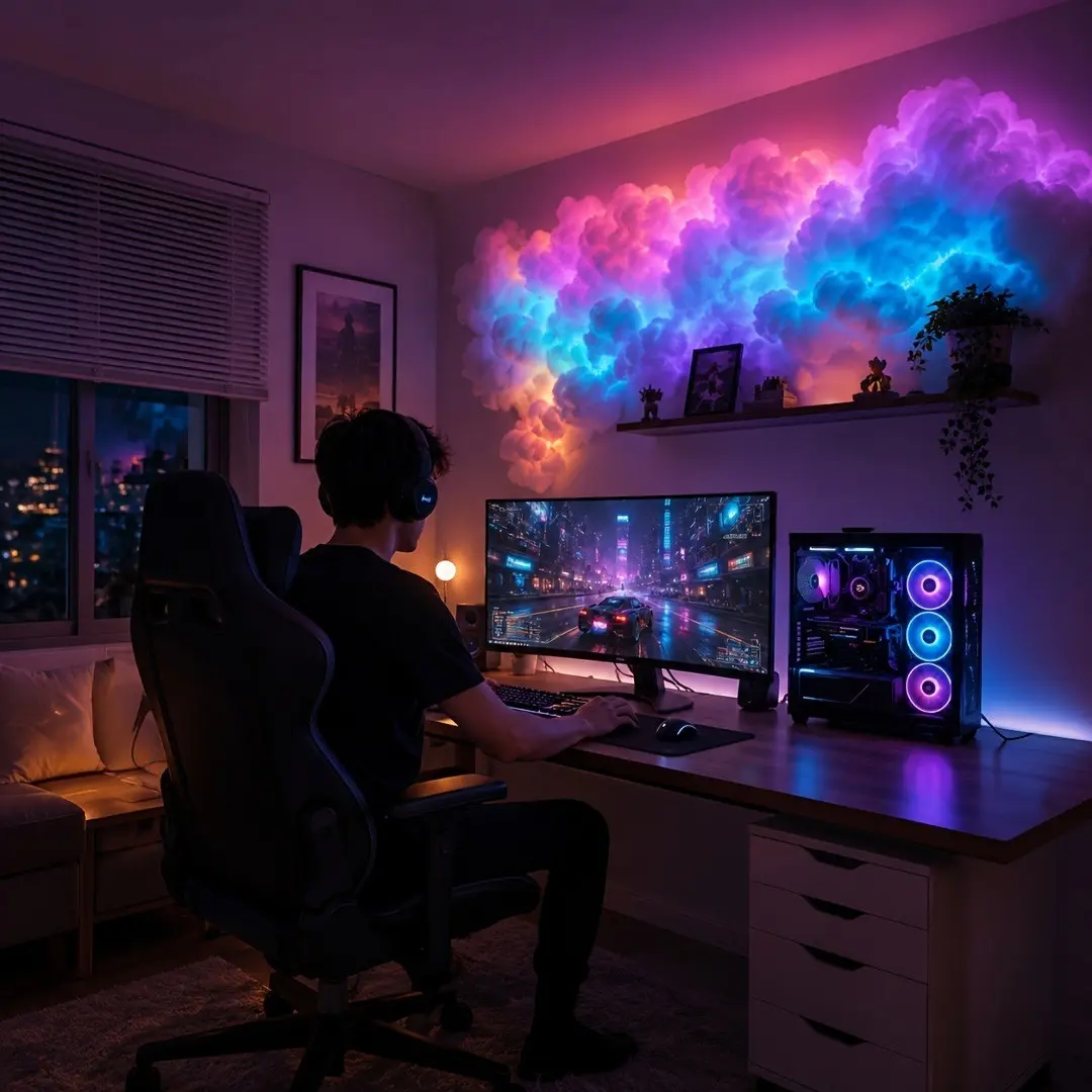 DYI Fantasy Thundercloud Light - Smart Light Supports Music Synchronized RGB Changes - Festival Gifts - The Preferred Lighting Decoration - for E-Sports Room/Bedroom Space/Party Gathering Venue Your Style