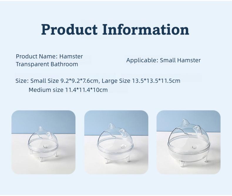 Small Pet Bathhouse - Transparent, Splash-Proof Bathing Container for Hamsters, Syrian Hamsters, Chinchillas, and Other Small Animals (Includes Bath Sand)