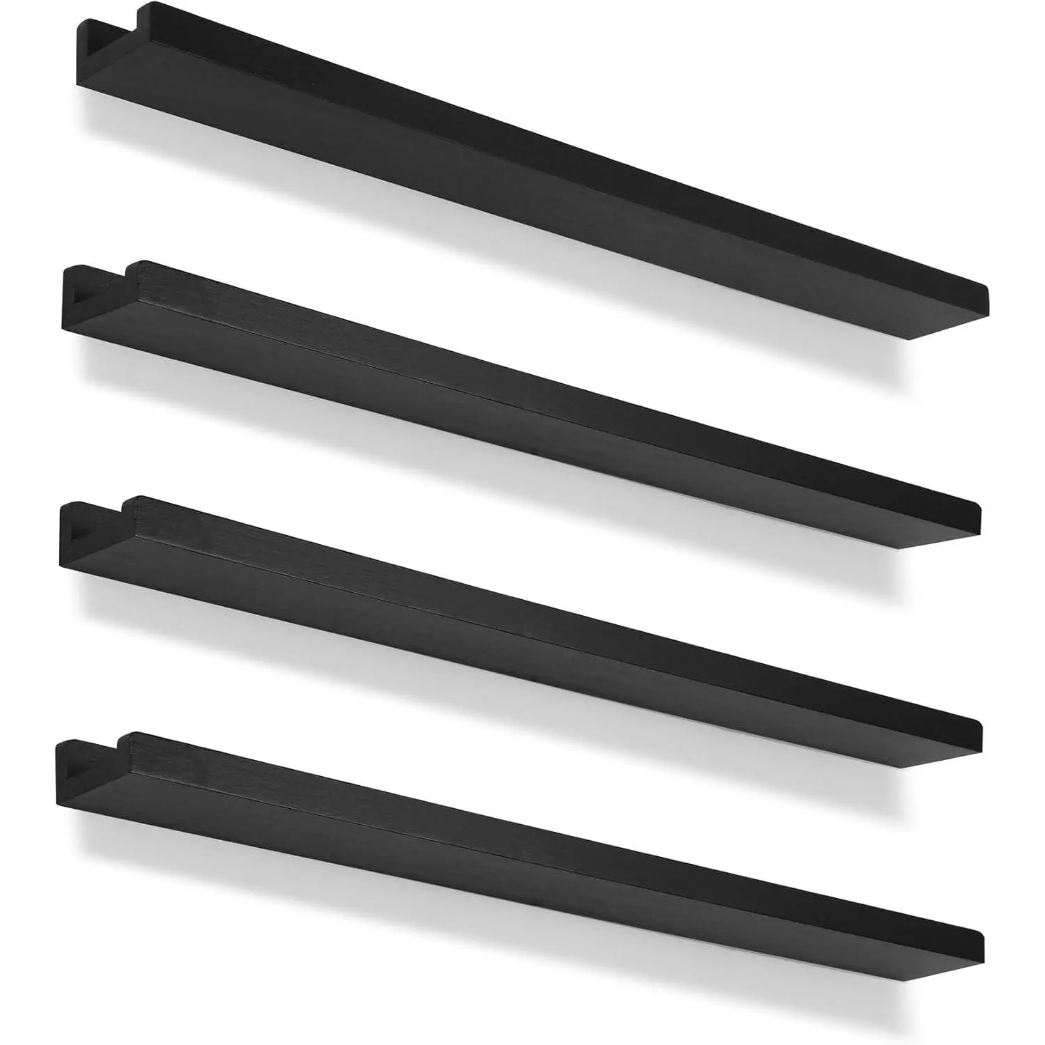 Picture Shelves for Wall,Long Floating Ledge Set of 4,Narrow Large  Rustic Photo Frames Vinyl Record Storage Display   Bookshelf Decor for Living Room Bedroom Kitchen,36'',Black