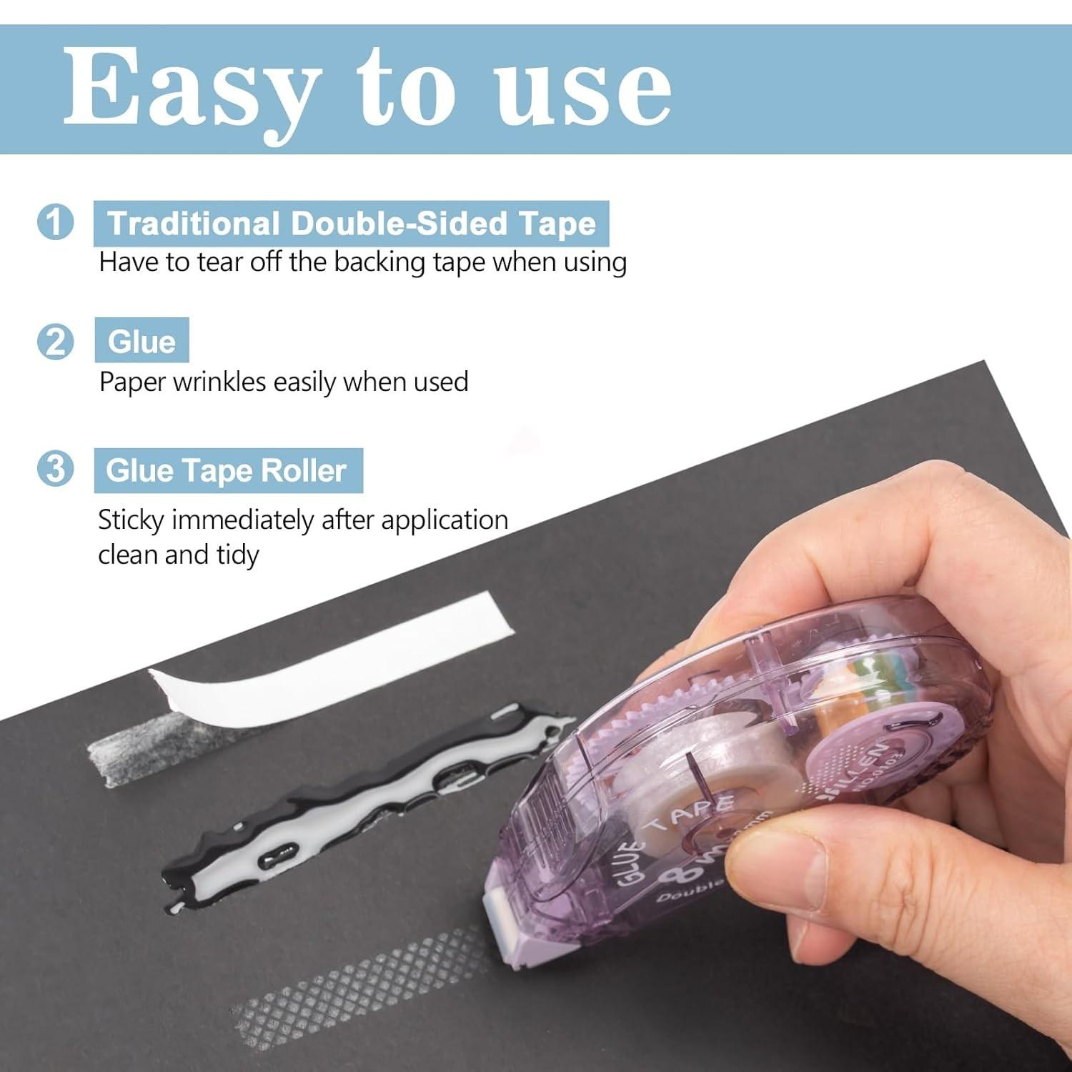 4 Pack Double Sided Tape Rollers for Crafts Scrapbook ,Glue Tape Runner for Kids and Adults,School Office Teacher Supplies (0.31 inch/8mm X 26.25 ft / 8m)