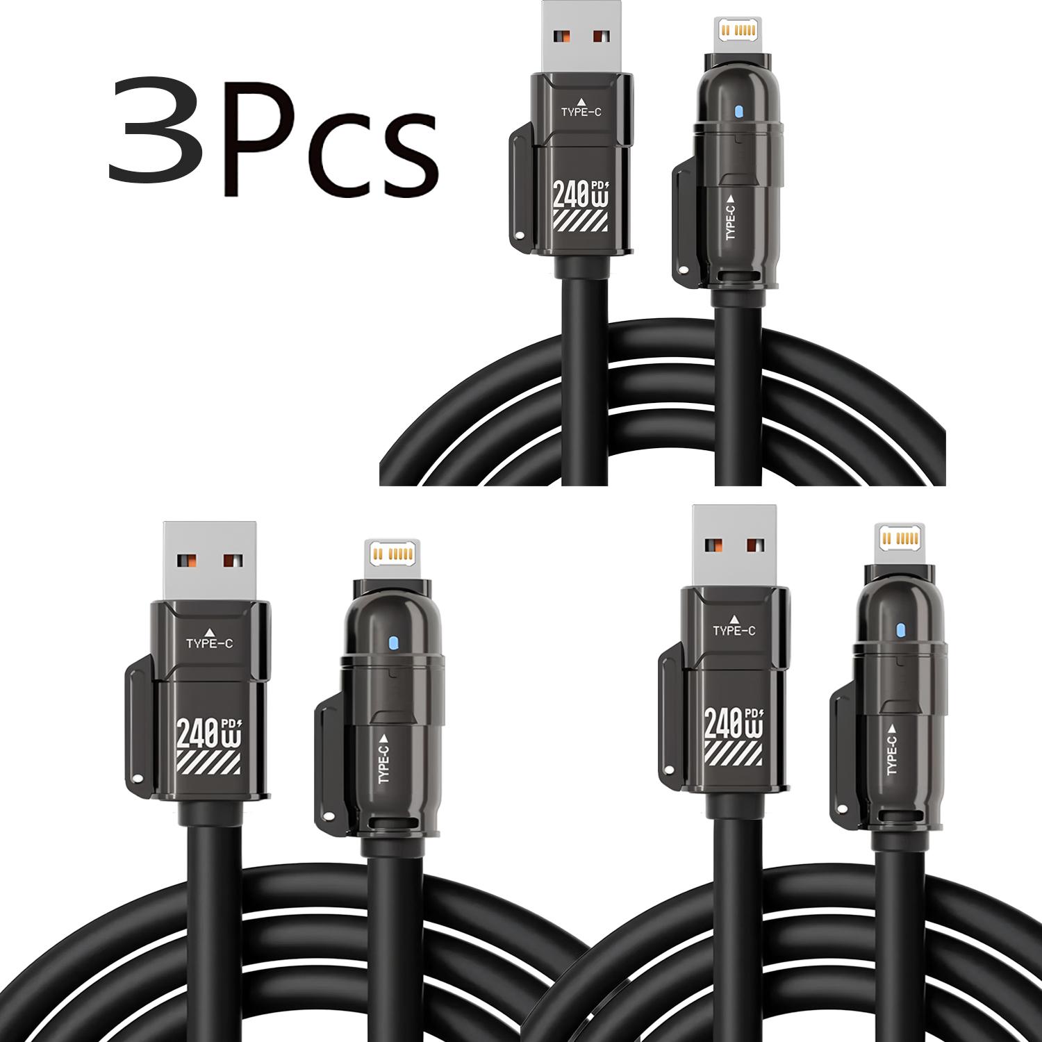 240W 4-in-1 Fast Charging Data Cable, Multifunction Cellphone Charging Cable Compatible with Type-C & iOS Devices, Phone Accessories #GLOBAL PICKS 240W 4-in-1 Fast Charging Data Cable, Multifunction Cellphone Charging Cable Compatible with Type-C & iOS Devices, Phone Accessories #GLOBAL PICKS