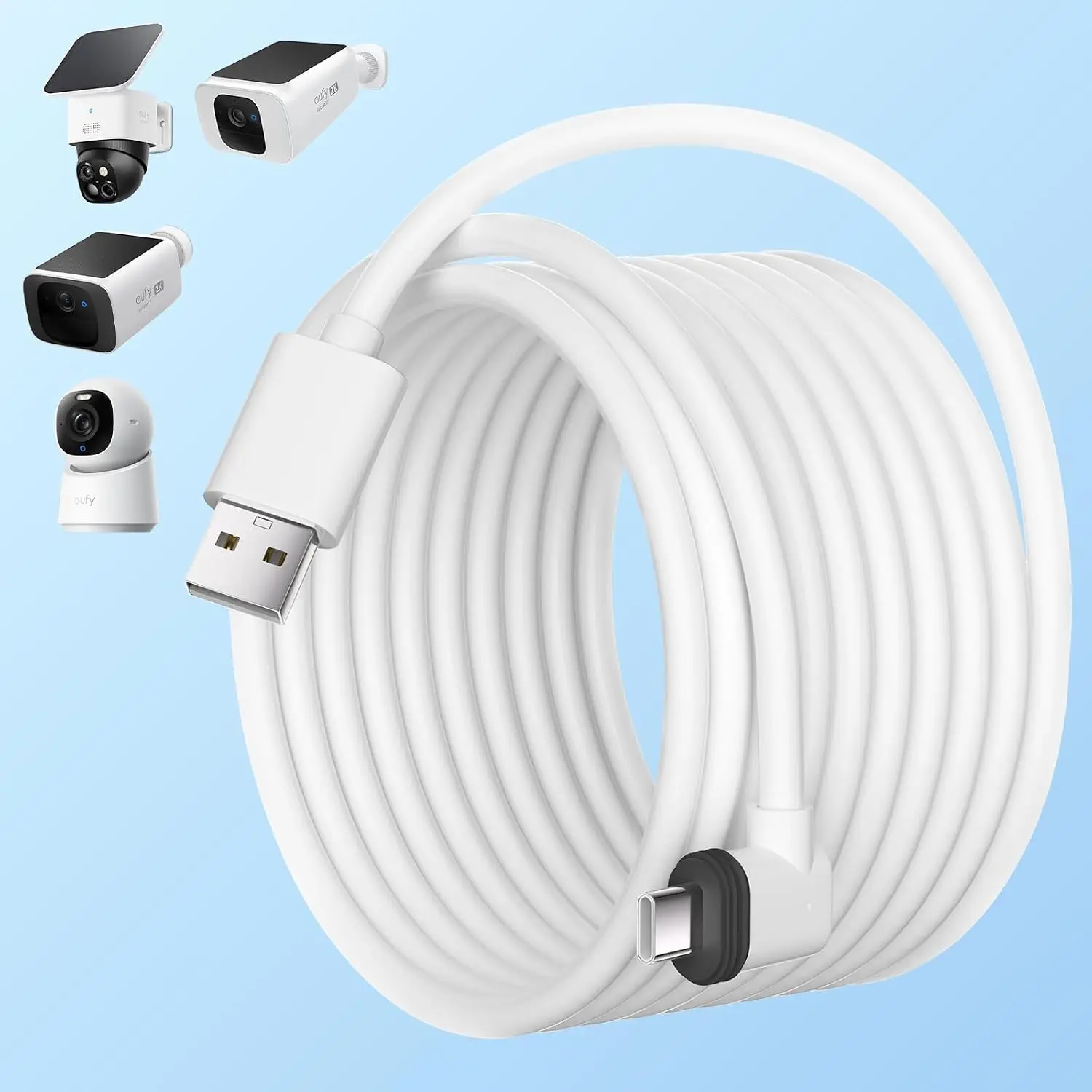 20FT Power  Compatible with eufy SoloCam S220/S340/C210/E30,for eufy Indoor Cam S350/C210/C220,eufyCam 3/S330/S3 Pro/3C/S300, USB Type-C Extension   Cord for Camera