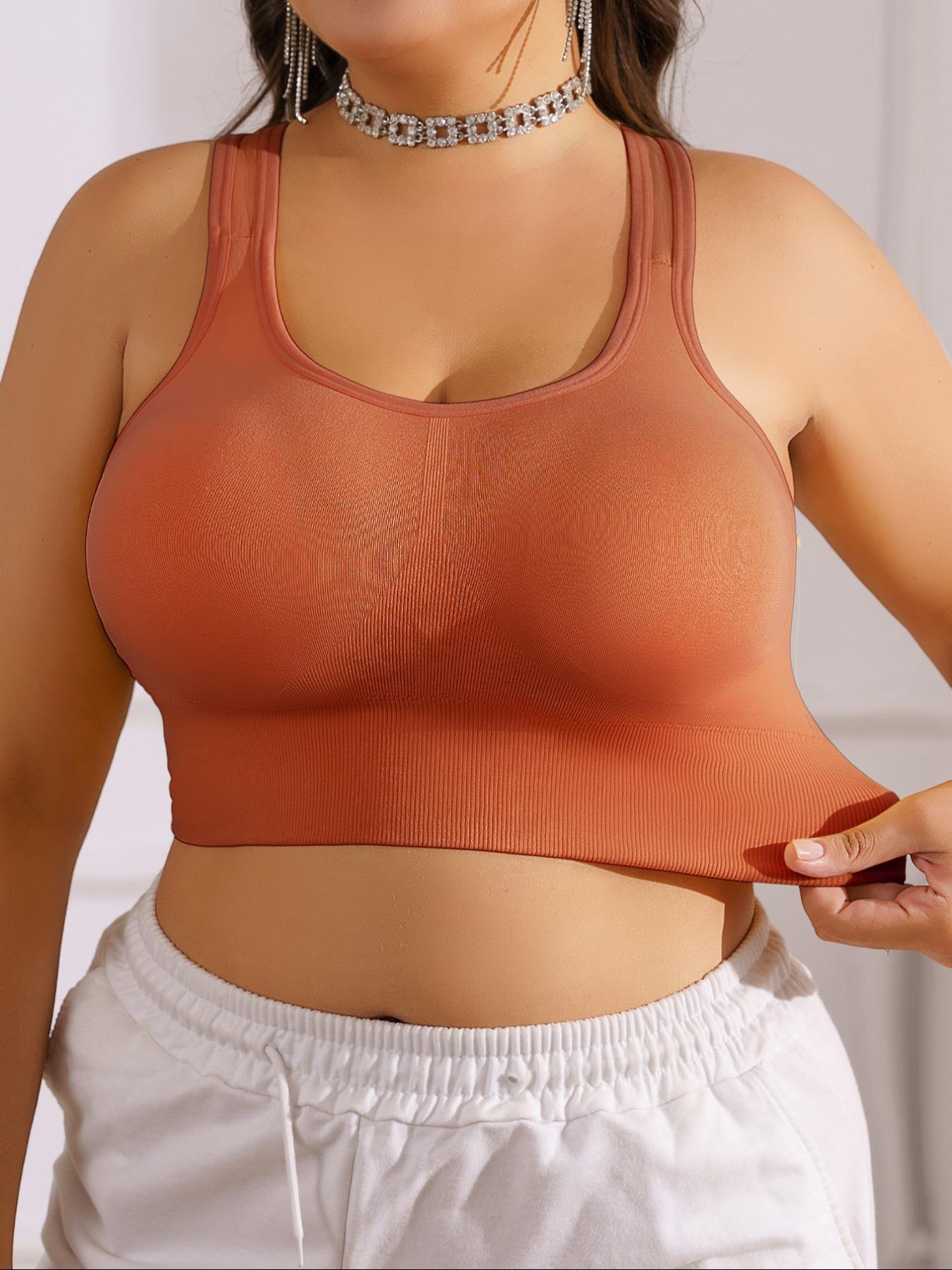 3/5/8PCS Women's Plus Size Backless Bra, Detachable Pads Breathable Anti-Drop Gym Yoga Running Vest, Multiple Colors Available, All Seasons Wear，Christmas & Valentine's Day gift