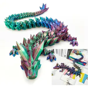 24" Large 3D Printed Dragon, Big 3D Dragon,Giant 3-d Printed Dragons Toy, Huge 3D Dragons for Home Office Executive Desk Decor,Surprised Gift for Girls Boys Kids Age 3-5 4-7 8-12 Years Old