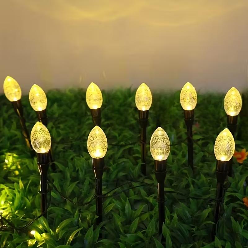 Solar Outdoor Decorative Lawn Lights, 1 Set of 10 LED Multi-Color Ip54, Holiday Decoration, Halloween, Christmas, Valentine's Day, Garden Party, Outdoor Landscape Lighting