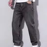 Men’s Regular-Fit Straight-Leg Jeans, Trendy Streetwear Style, High Street Denim, Straight-Leg Design, Men’s Pants Suitable for Everyday Wear, Parties, and Streetwear Outfits