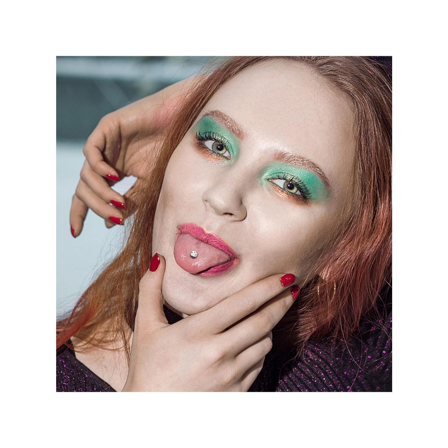 20Pcs 14G Tongue Rings for Women Men 316L Stainless Steel Skull Heart Tongue Piercing Jewelry