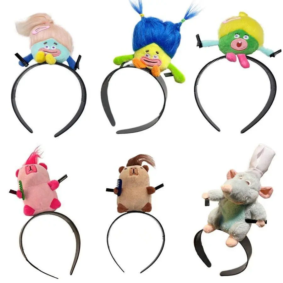 Cute Funky Paper Ratatouille Mouse Head Plush Round Hair Hoop - Universal Size Felt Craft Hairband, Women's Makeup Headdress Hairpin, Halloween Decor, Capybara Themed Gift Accessory
