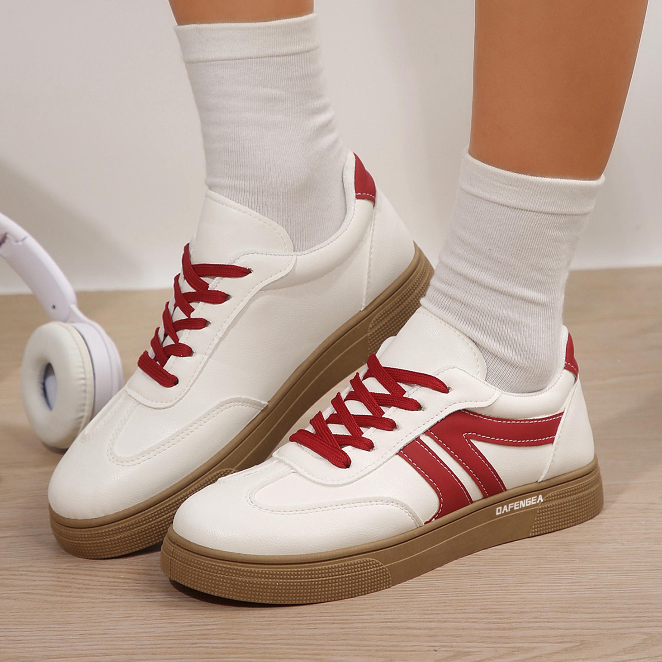 Women's Round Toe Casual Sports Sneakers Lace-Up Comfortable & Breathable Suitable For Outdoor Daily Wear Fashionable And Versatile 4 Seasons Women's Round Toe Casual Sports Sneakers Lace-Up Comfortable & Breathable Suitable For Outdoor Daily Wear Fashionable And Versatile 4 Seasons