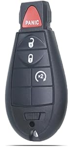 Key Fob Shell Case Replacement Fit for Dodge Ram 1500 Challenger Charger Durango Grand Caravan Journey Chrysler 300 Keyless Entry Remote Control 4 Button Pad Cover M3N5WY783X GQ4-53T