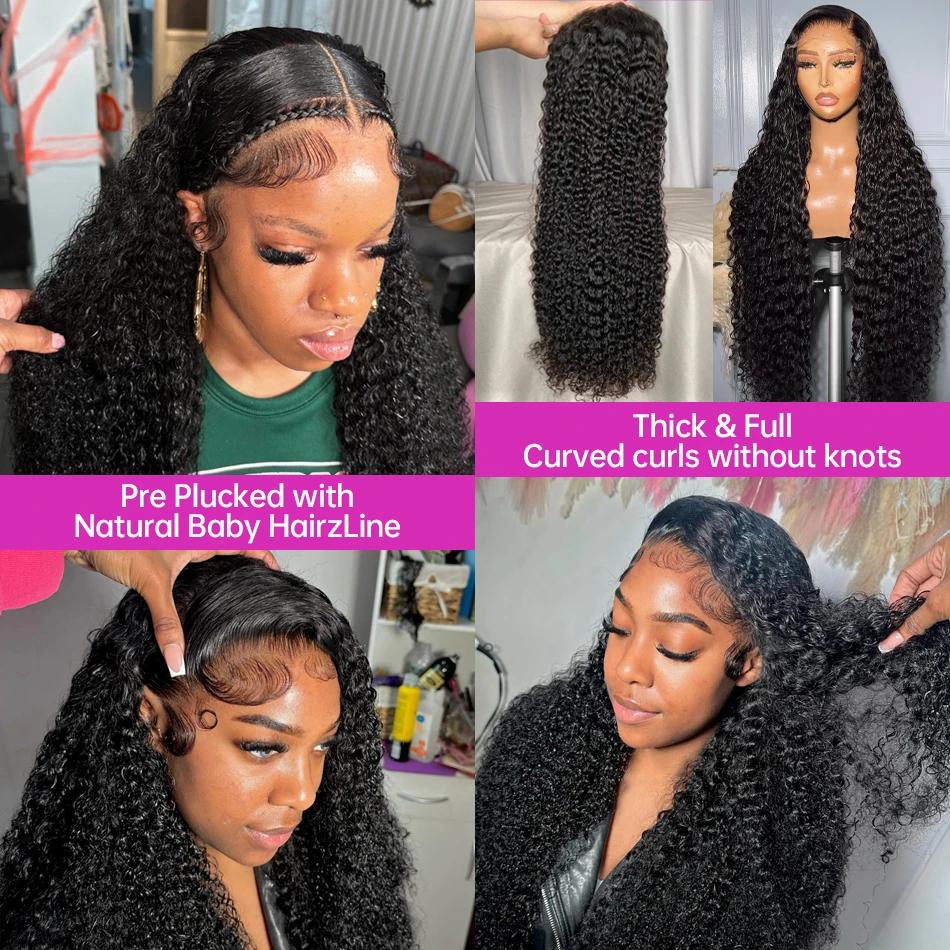 Human Hair Deep Wave 13x6 Lace Frontal Wig Natural Color For Black Women 13x4 Lace Front Human Hair Wigs Deep Wave Lace Front Wig Pre Plucked 180% Density