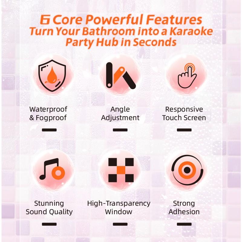 Waterproof Box Speaker, Bathroom Waterproof 360° Rotating Touchscreen, Bluetooth-compatible Speaker, Watch Movies, Listen Music, Phone Stand