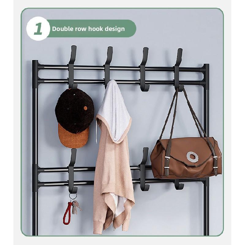 5-Tier Durable Rectangle Metal Fabric Shoe Rack Organizer - Hangable Vertical Rack with Movable Hooks, Stackable Single Unit for Entrance Hall, Balcony, Closet Storage, House Organizers
