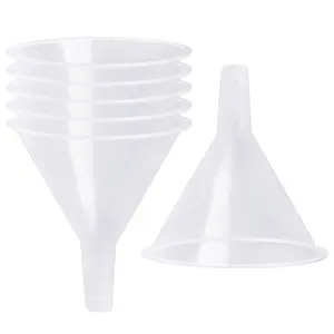 6 Pack Plastic Funnels, 4.6 Inch Multi-Purpose Clear Plastic Funnels with Long Reaching Spout for Science Lab Bottle Filling Liquid,Water Bottle,Easy and Smooth Transfer