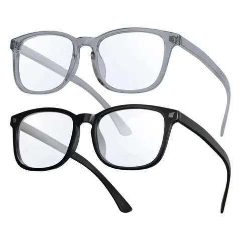 Unisex Blue Light Eyeglasses - Classic Versatile Full Rim Metal Frames, HD Polycarbonate Lenses for TV, PC, Phones, Sports & Outdoor Use (Black+Grey)
