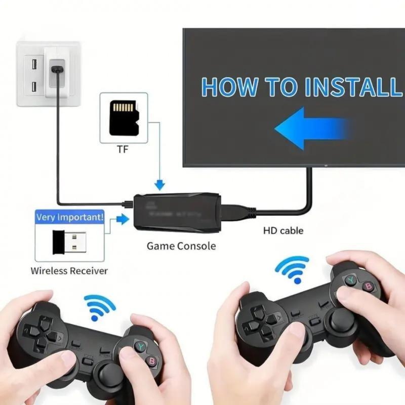 M8 PRO Wireless Game Console - Retro Gaming Consoles with built in Classic games, 9 Classic Emulators, 2.4GHz Wireless Controller, Plug and Play Video Game Stick for TV(64G)