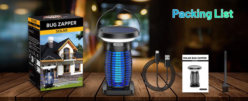 Solar Bug Zapper, 3-in-1 Mosquito Zapper with Camping Lantern, Cordless Bug Zapper for Outdoor and Indoor, Battery Powered Fly Zapper, Waterproof Mosquito Killer for Patio, Home, Backyard, Camping#fathersdaygifts