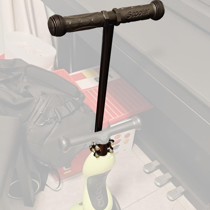 Universal Round Cart Handle - Ergonomic adjustable height replacement cart handle, durable metal construction with secure clamp installation, black handle suitable for campers, bicycles, lawn mowers, and gardening tools, round cart handle replacement part