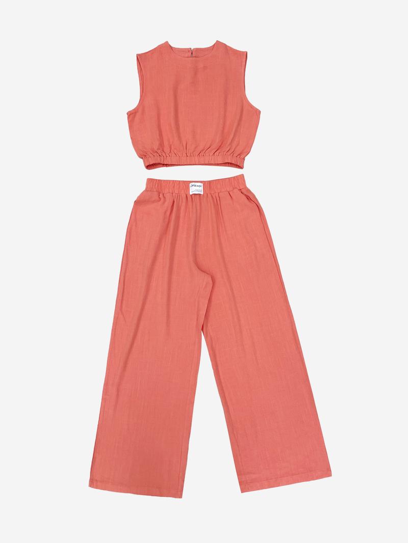 Two-Piece Set Women's Solid Color Tank Top & Wide Leg Pants, Casual Fashion Cozy Outfits for Daily Outdoor Wear, Women Clothes for Fall, Suits