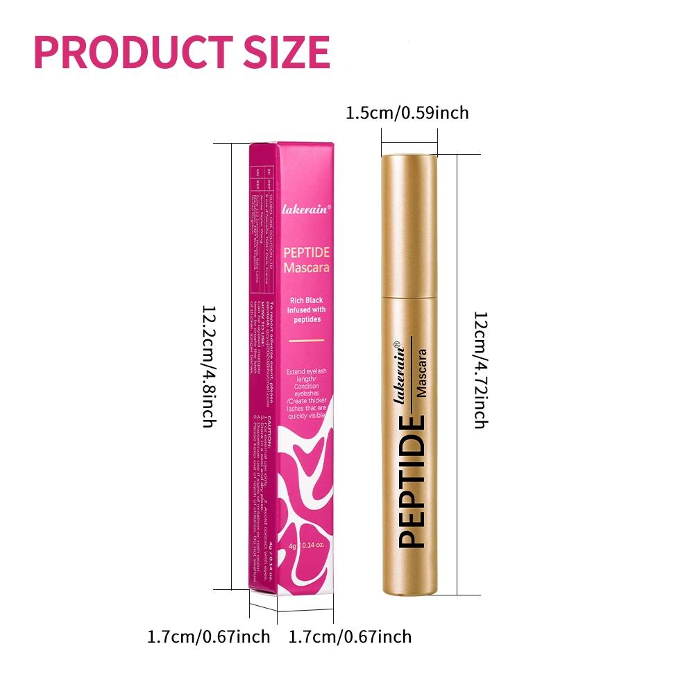 3 Counts Peptide Mascara, Lengthening & Volumizing Waterproof Mascara, Smudge-Proof, Clump-Free, Flake-Resistant Wear, Sweat for All-Day Fluttery Lashes​, Eyelash Makeup