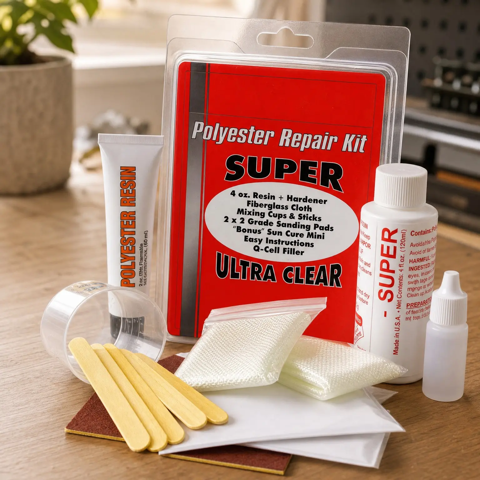 4 Oz Epoxy Polyester Resin for Surfboard Fiberglass Repair Kit