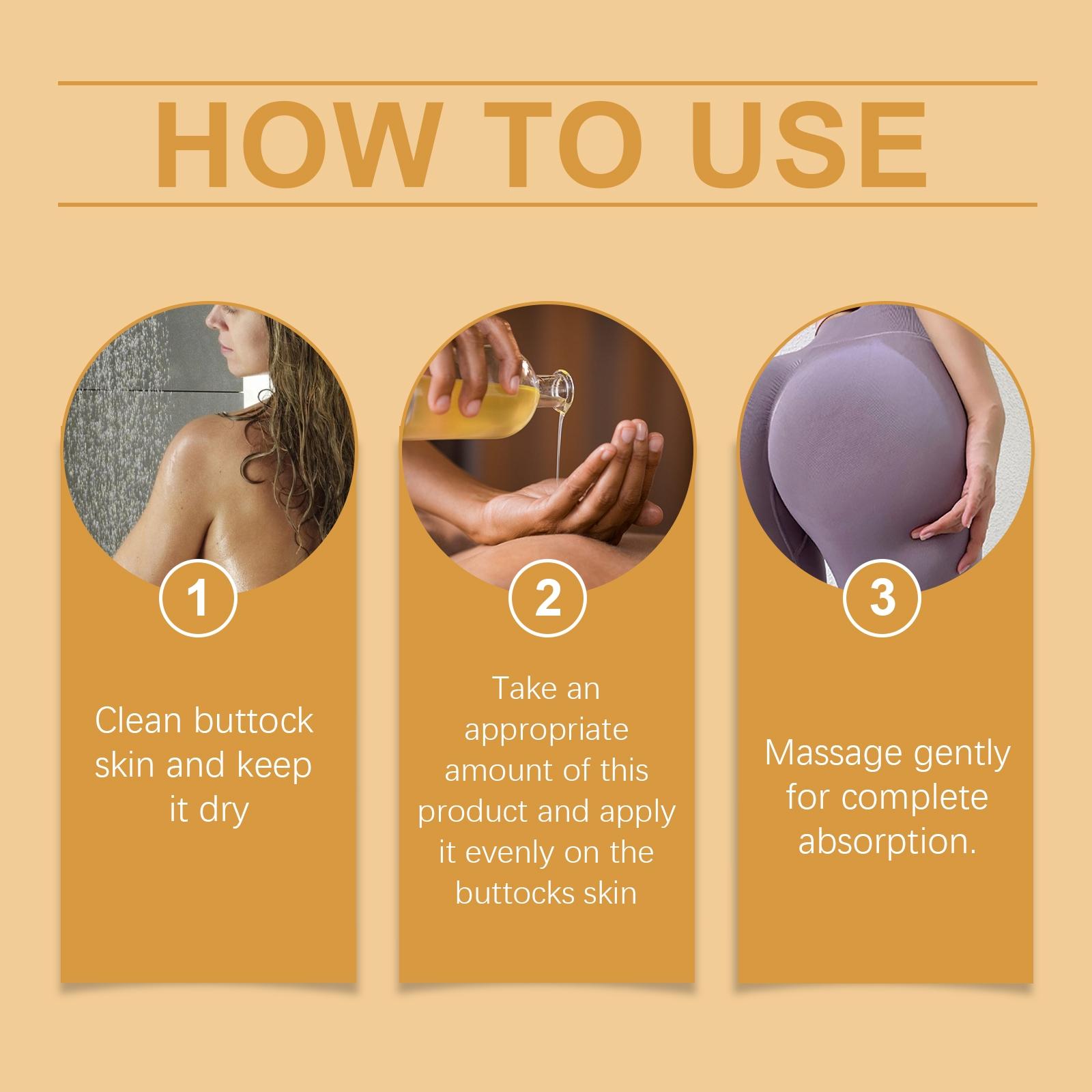 Buttock Care Oil, Nourishing Skin Tightening Elastic Moisturizing Body Lifting Massage Oil, Rich in Olive Fruit Oil, Coffee Extract, Vitamin E