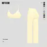 Women's MFVIM Sporty 2-Piece Set - Plain Crop Cami Top & Flare Leg Pants, 78% Nylon 22% Spandex, Comfy Breathable m Matching Set for Yoga, Travel, 2 Piece Sets