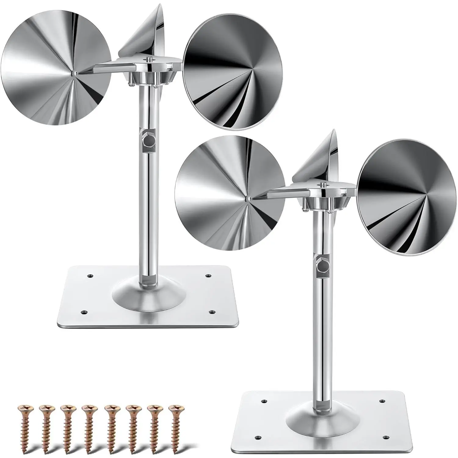 2 Pack Reflective Spinning Bird Deterrent, Wind Powered Aluminum Bird Repeller Scarer Deterrent Devices Outdoor, Repels All Birds Pigeons Sparrows Woodpeckers for Garden Railing Roof Adjustable Neck