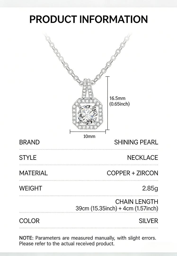 Cross-border live broadcast zircon summer high-end non-fading Chinese Valentine's Day gift square perfume bottle pendant necklace