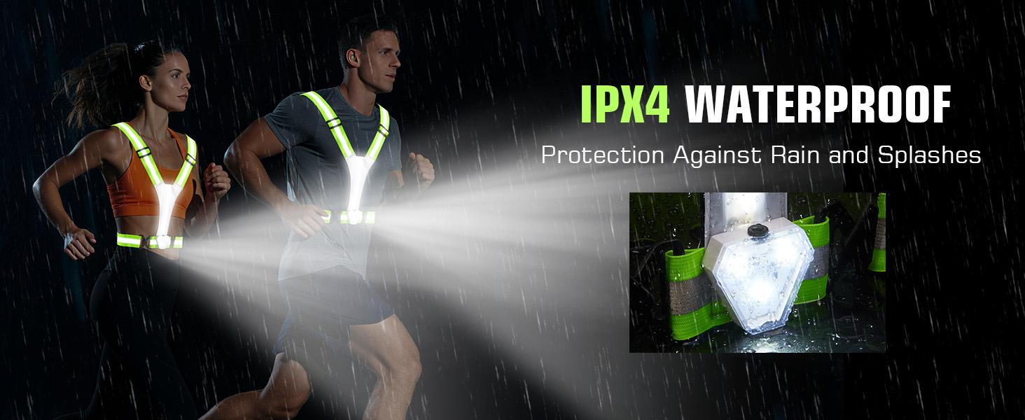 LED Reflective Vest with Chest Light 500LM, 5 RGB Colors High Visibility Rechargeable Light Up Running Vest IPX4 Night Safety Running Gear for Dog Walking, Cycling, Adjustable for Men Women