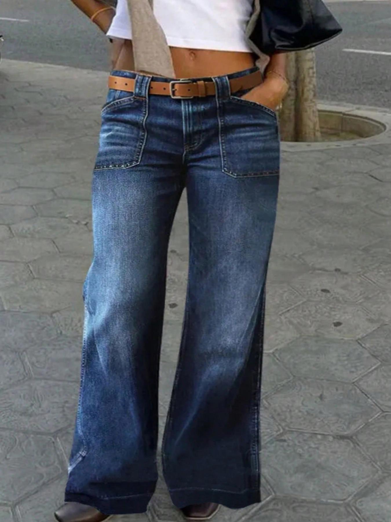 Women's Loose Straight Leg Denim Jeans, Comfortable Casual Style, Perfect for Daily Wear and Outdoor Activities, T-chic