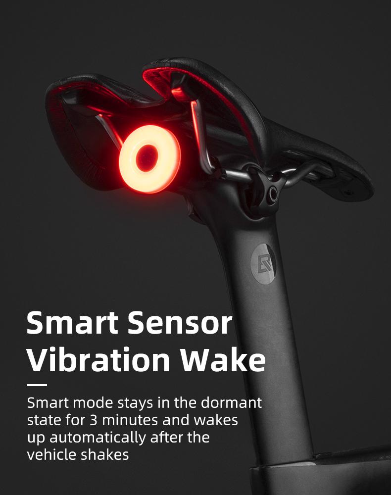 ROCKBROS Smart Bike Tail Light Break Sensing Bike Light Rechargeable Waterproof Auto On/Off Ultra Bright LED