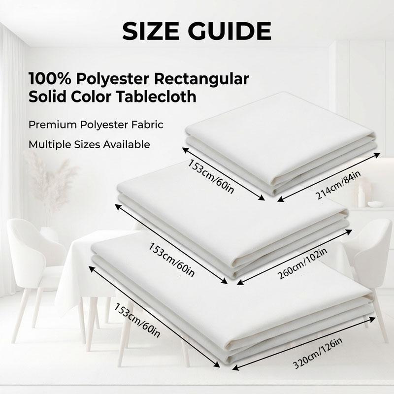 1 Pack 100% Polyester Rectangle Tablecloth, Solid, Wrinkle & Stain Resistant, Easy Clean, Fast Dry, Smooth Edge, Good Drape